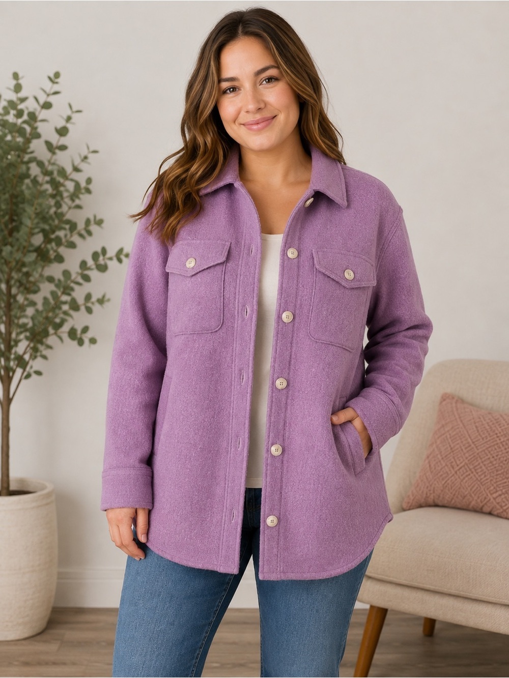 NWOT Roots Wool blend Seymour Shacket Women’s Small Lavender